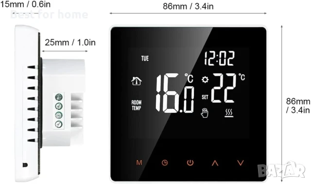 Kavolet Smart термостат за електрическо подово отопление, LCD дисплей, снимка 5 - Друга електроника - 50698336