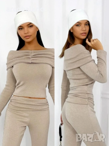 Дамски комплект от две части с отворени рамене, 5цвята , снимка 9 - Комплекти - 52674586