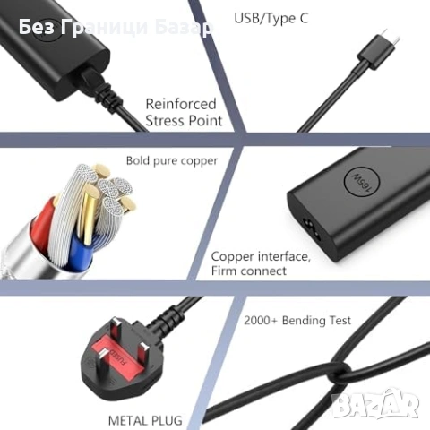 Ново 165W USB-C зарядно за лаптоп Dell Precision/XPS 17/Latitude 28V, снимка 3 - Друга електроника - 53534851