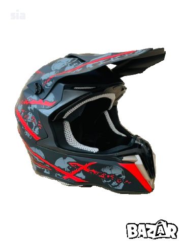 Кросова каска, S/M, червена, Шлем за кросов мотор, снимка 3 - Аксесоари и консумативи - 46440242