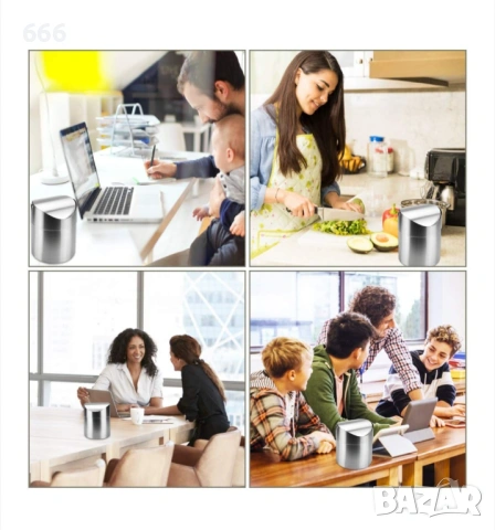 Мини кошче за боклук с капак, 12x12x16см, 1.5л, неръждаема стомана, елегантен дизайн, снимка 2 - Други стоки за дома - 53520977