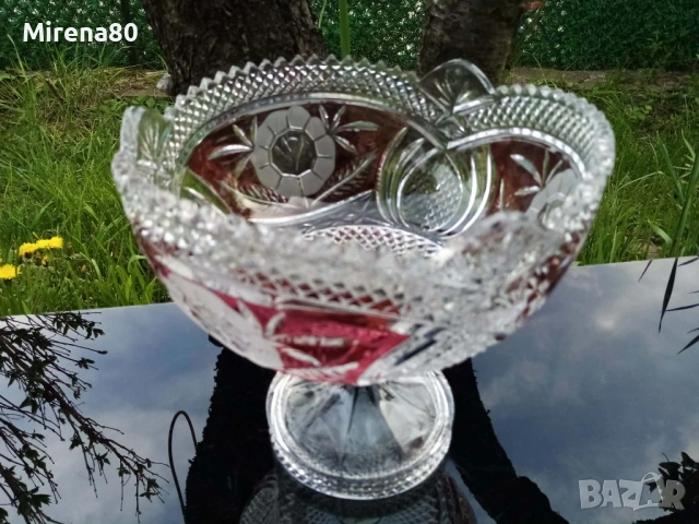 * Anna Hütte * - винтидж кристална купа, снимка 3 - Антикварни и старинни предмети - 54239733
