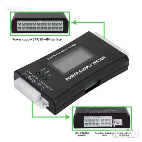 Тестер за захранване на компютър с LCD дисплей, снимка 5 - Захранвания и кутии - 46450854