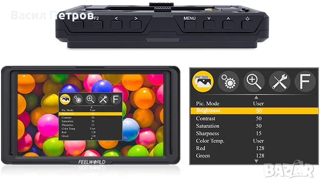 Монитор FEELWORLD F5 5 инч 4K HDMI DSLR HD 1920x1080, снимка 4 - Монитори - 53377340