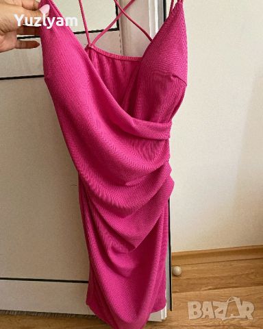 Розова рокля с цепка, снимка 1 - Рокли - 46216305