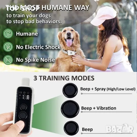 Нашийник за обучение на кучета против лай Citronella с дистанционно управление, снимка 2 - За кучета - 49866411