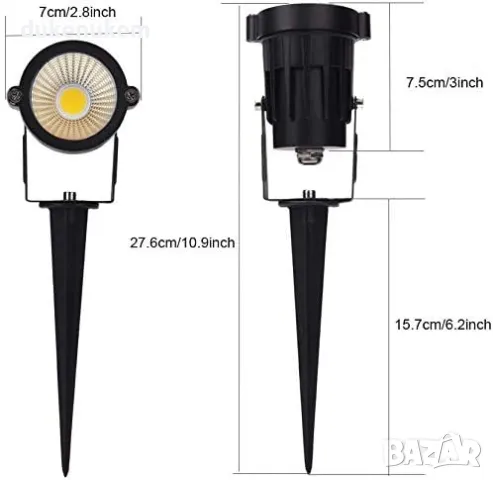 НОВИ! Водоустойчиви LED прожектори, ландшафтно осветление 12V 5W, 2 бр/к-кт, снимка 4 - Външни лампи - 47671516