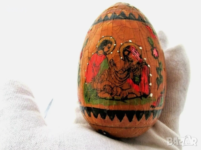Старинно руско православно ръчно рисувано яйце М1, снимка 3 - Антикварни и старинни предмети - 51463679