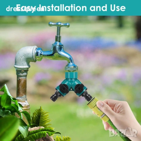 4528 Двоен маркучен разклонител за чешма с преходник (1/2" - 3/4") и независими кранове, снимка 8 - Напояване - 53878139