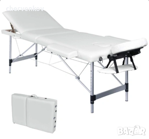 Двусекторна алуминиева козметична масажна кушетка черен бял крем цвят, снимка 3 - Кушетки - 53166088