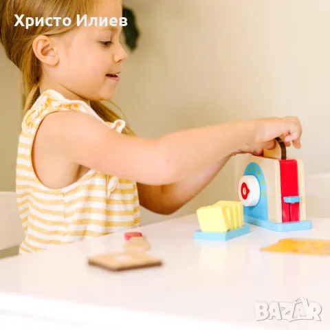 Дървен тостер Melissa and Doug Дървен комплект Тостер с хляб и масло, снимка 3 - Други - 48203368