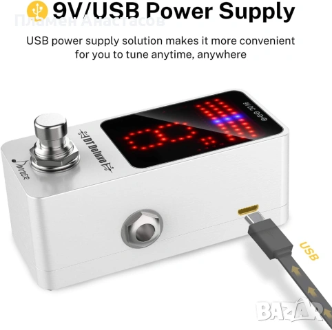 Donner DT Deluxe Guitar Tuner – хроматичен педал тунер за китара и бас, снимка 2 - Китари - 53871010