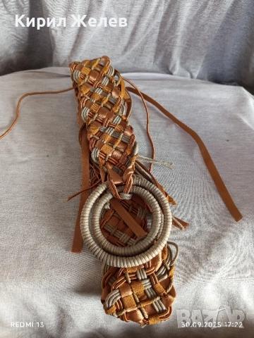 Ръчно изработен колан изплетен от ленти и въжета АРТ перфектен много красив 33087, снимка 7 - Колани - 51894095