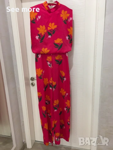ZARA Сатен ефект гащеризон с секси гръб S, снимка 4 - Гащеризони - 54184099
