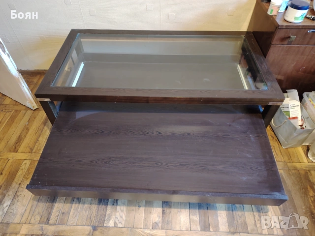 Дървена маса със стъкло Канор, червена ябълка, снимка 3 - Маси - 54174438