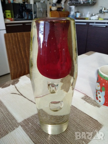 Ретро, чешка стъклена ваза., снимка 3 - Антикварни и старинни предмети - 53845809