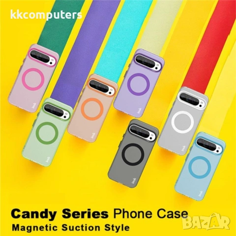 Google Pixel 9 Pro / Pixel 9 IMAK Силиконов Калъф Candy Series TPU +PET/ MagSafe и Протектор, снимка 2 - Калъфи, кейсове - 53097880