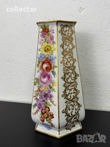 Уникална порцеланова ваза - Дрезден. №7427, снимка 4 - Антикварни и старинни предмети - 51940034