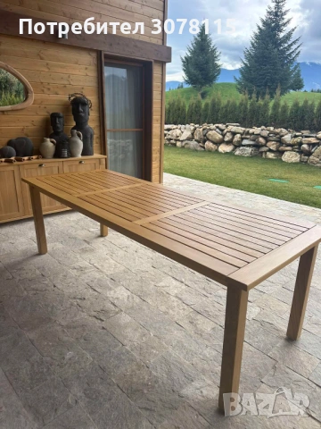 Дървен сет от градински мебели и 10 трапезни стола, снимка 5 - Градински мебели, декорация  - 53018077