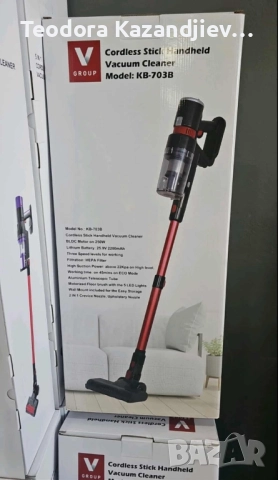 📢ПРОМОЦИЯ📢 Безжична ръчна прахосмукачка тип „стик“ – V Group KB-703B, снимка 4 - Прахосмукачки - 51764559