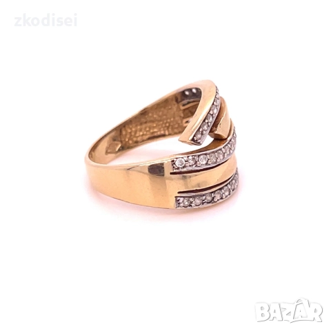 Златен дамски пръстен 4,85гр. размер:53 14кр. проба:585 модел:33754-1, снимка 3 - Пръстени - 51577034