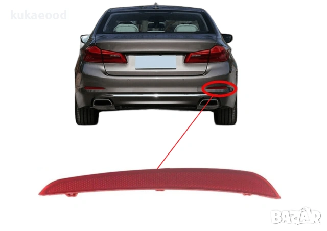 Рефлектор за задна броня на BMW 5 G30 Pre-Facelift, снимка 3 - Части - 54104624
