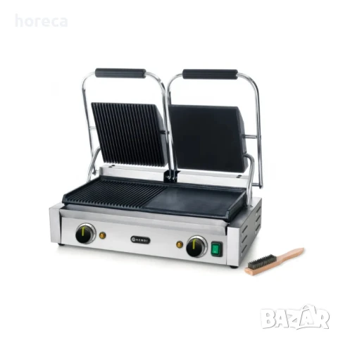 Контактен грил с две плочи - гладка и оребрена , снимка 2 - Обзавеждане на кухня - 51259556