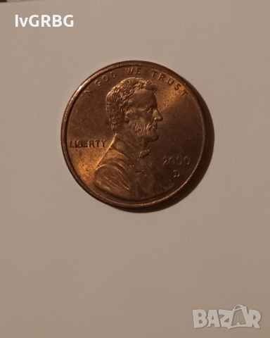 1 цент САЩ 2000 1 цент 2000 Американска монета Линкълн , снимка 2 - Нумизматика и бонистика - 44941954