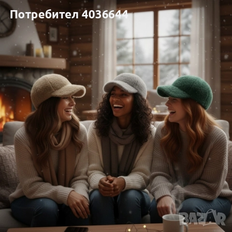 Топла дамска шапка с козирка – зимен пухкав модел, снимка 6 - Спортни екипи - 52666122