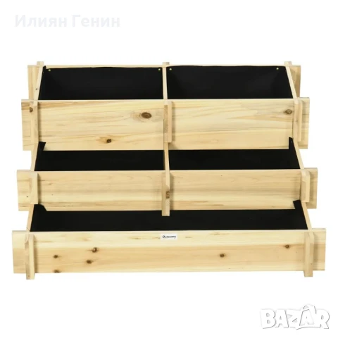 Повдигната леха Outsunny, сандъче за цветя, 3-етажна, отвор за дренаж, снимка 10 - Саксии и кашпи - 50733034