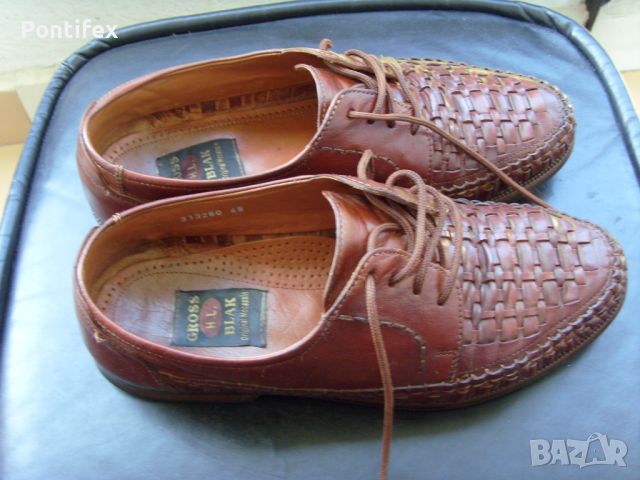 Продавам мъжки италиански плетени обувки от естествена кожа, снимка 3 - Мокасини - 46239844