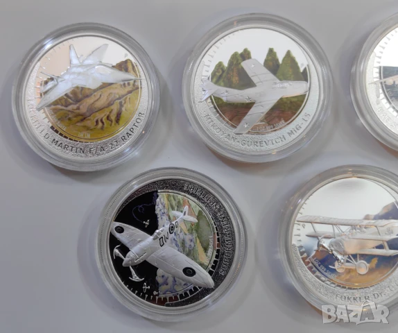 5 броя х 1 оз. Тувалу 2005 г. Изтребители, снимка 8 - Нумизматика и бонистика - 51141021