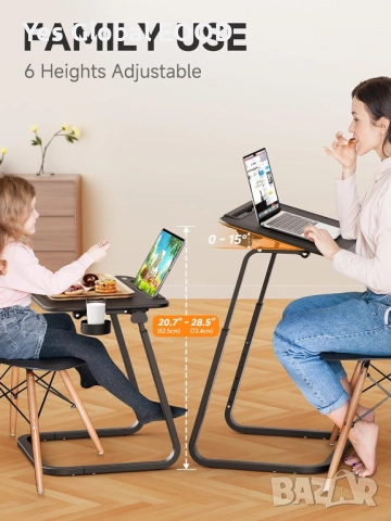 SAIJI помощна маса с регулируема височина и поставка за чаша, снимка 2 - Маси - 52803703