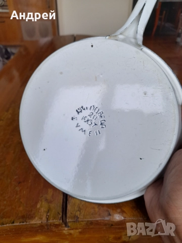 Стар емайлиран тиган #6, снимка 7 - Други ценни предмети - 52171096