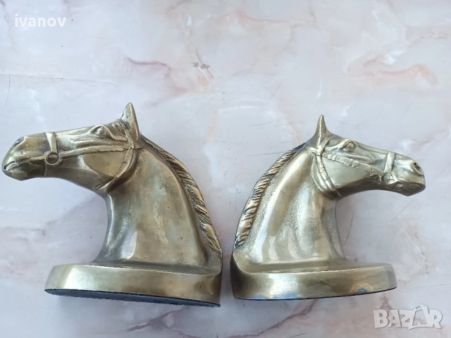 Бронзови подпори за книги- коне, снимка 4 - Антикварни и старинни предмети - 51724407