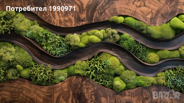 Стенен декор - пано. Ествествена дървесина с исландски мъх. Изработка по поръчка., снимка 15 - Декорация за дома - 53726848