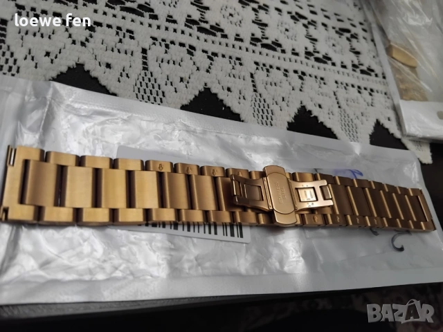 Верижка за часовник 22 мм неръждаема стомана Розово Злато пеперуда!, снимка 6 - Мъжки - 53063643