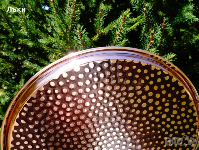 Масивен меден поднос,плато,табла 28 см. , снимка 4 - Антикварни и старинни предмети - 51387875