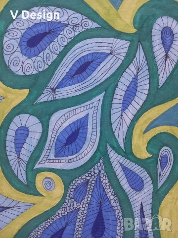 Абстрактна Картина "Морски спомен"- пано 23х30см, снимка 4 - Декорация за дома - 53172100