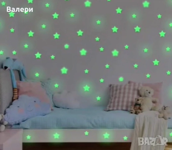 Светещи фигурки за стена – звезди и луни в цветен микс, снимка 7 - Детски нощни лампи - 53206201