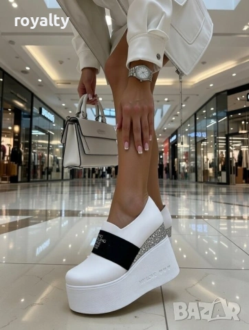 Обувки на платформа - бяла кожа, снимка 2 - Дамски ежедневни обувки - 53705370