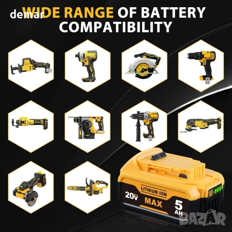 1 бр. 5.0AH литиево-йонна батерия 18V за Dewalt DCB/DCD/DCF/DCG/DCS серия, снимка 5 - Други инструменти - 53719878