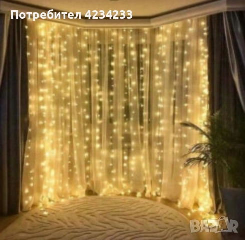 коледна завеса от лампички , снимка 2 - Лед осветление - 52461760