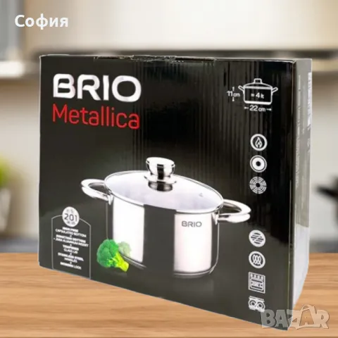 Тенджера Brio Metallica от неръждаема стомана, Ф22см х 11см/4л, снимка 6 - Съдове за готвене - 49190486