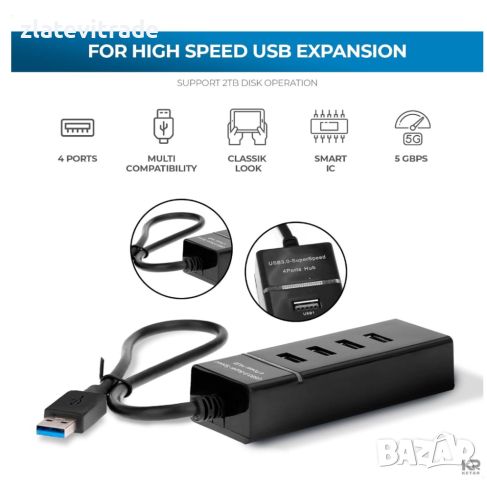 USB HUB 4 Портов с LED индикатор , 418, снимка 4 - Друга електроника - 45886572