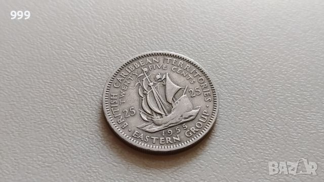25 цента 1955 Източни Кариби - №2, снимка 1 - Нумизматика и бонистика - 46323057