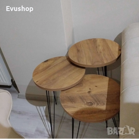 Модерен Комплект от 3 Маси – 35x35 см, снимка 3 - Маси - 52555172