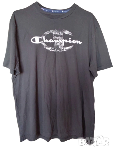 Мъжка тениска с лого Champion, 100% памук, Черна, XXL