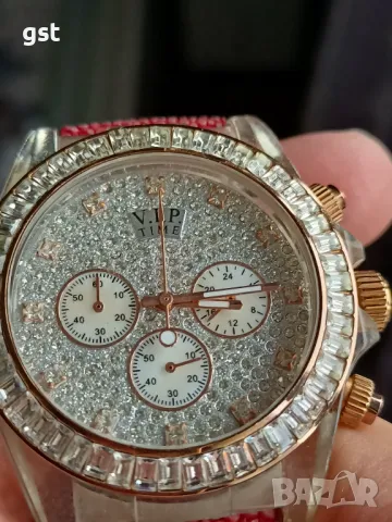 Уникален Рядък Оригинал Италиански Часовник Хронограф Vip Time Italy Diamonds Stingray 