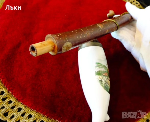 Тиролска порцеланова лула,ловна картина Елен. , снимка 8 - Антикварни и старинни предмети - 51409673